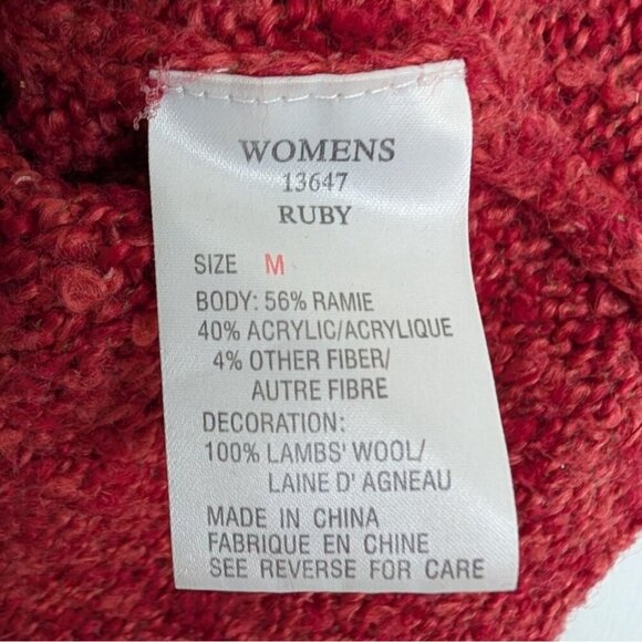 Woolrich 1/4 Zip Sweater Womens Size Medium Ruby Red Long Sleeve Pullover - Picture 5 of 9